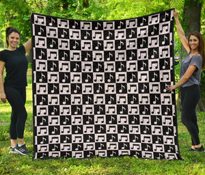 Music Notes Pattern Print Design 01 Premium Quilt