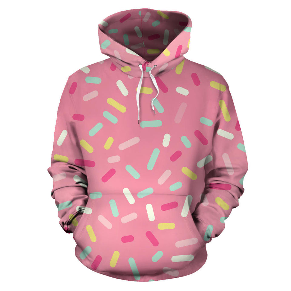 Pink Donut Glaze Candy Pattern Men Women Pullover Hoodie