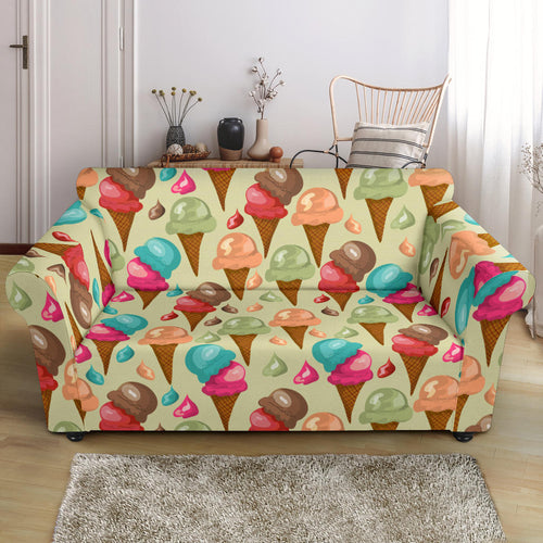Colorful Ice Cream Pattern Loveseat Couch Slipcover