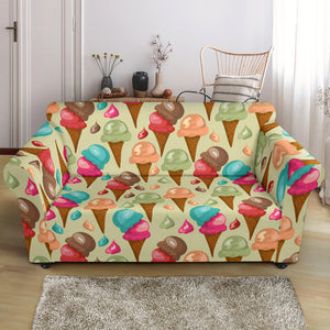 Colorful Ice Cream Pattern Loveseat Couch Slipcover