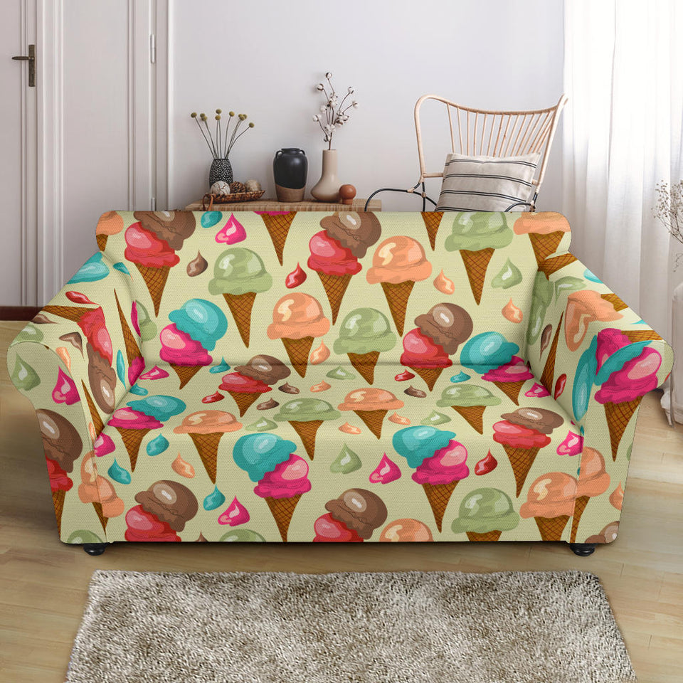 Colorful Ice Cream Pattern Loveseat Couch Slipcover