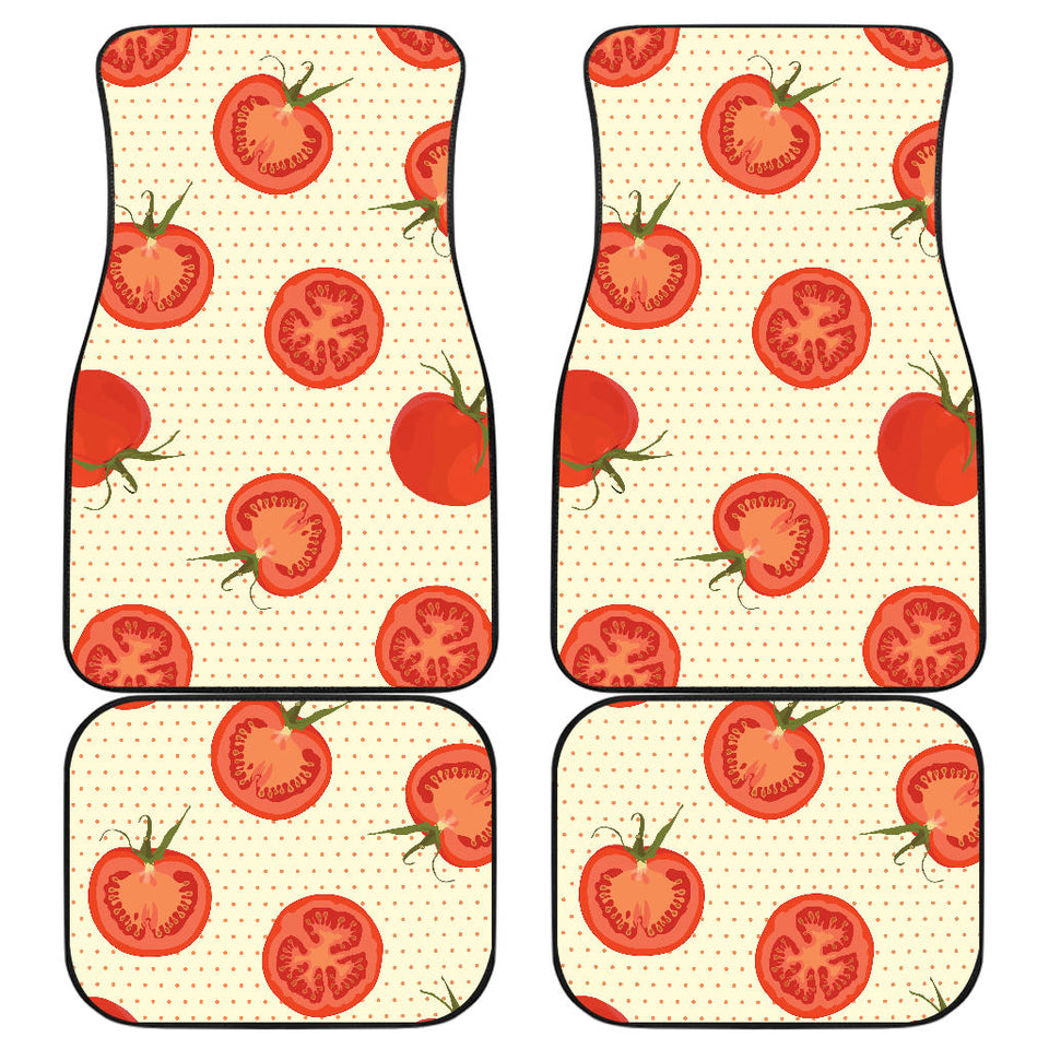 Tomato Dot Background Front And Back Car Mats