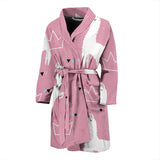 Llama Alpaca Pink Background Men'S Bathrobe