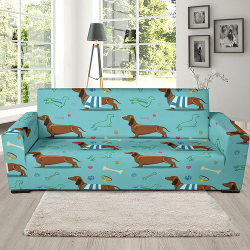 Dachshund Decorative Background Sofa Slipcover