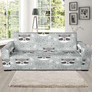 Cute Raccoons Leaves Dot Sofa Slipcover