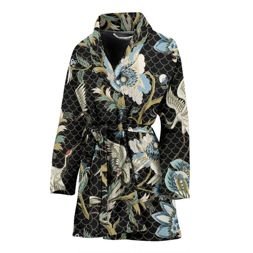 Japanese Crane Ornament Elements Women'S Bathrobe
