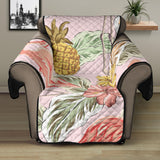 Pink flamingo birds pineapples hibiscus flower pattern Recliner Cover Protector