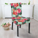 Beautiful Flamingo Tropical Palm Leaves Hibiscus Pateern Background Dining Chair Slipcover