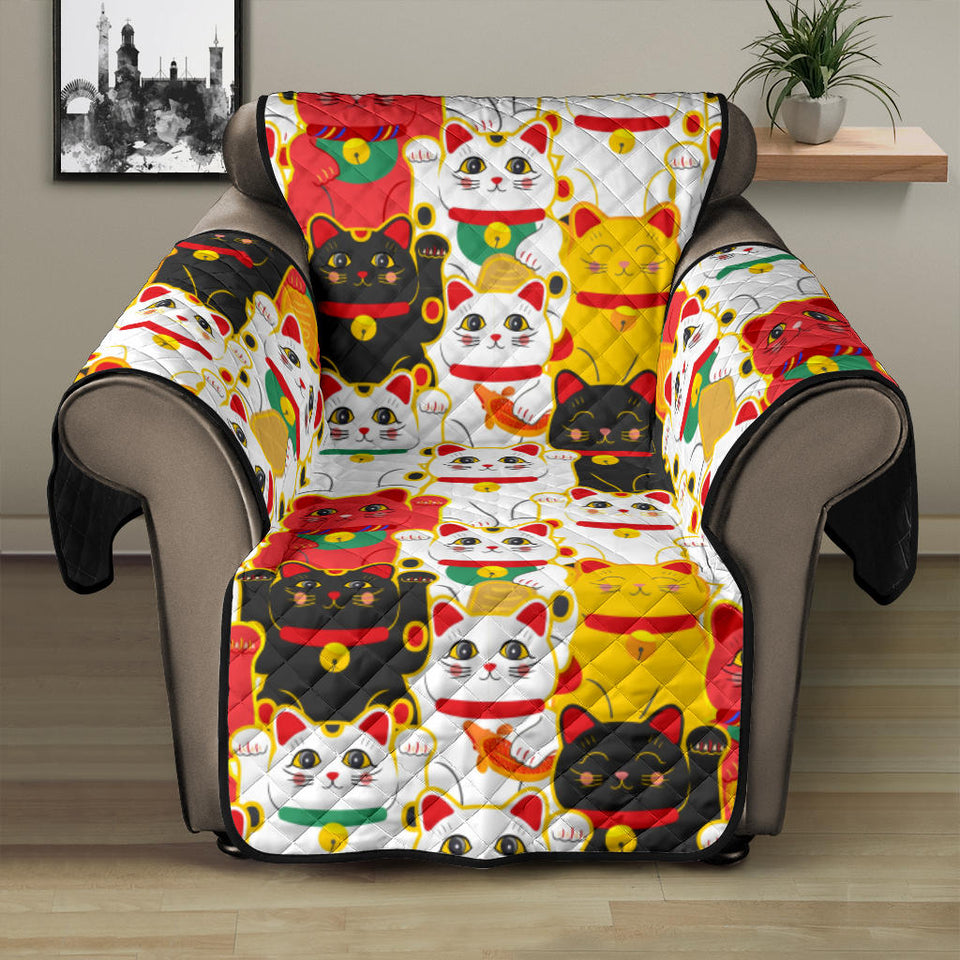 Colorful Maneki Neko Lucky Cat pattern Recliner Cover Protector
