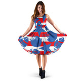 American Football Ball Star Stripes Pattern Sleeveless Midi Dress