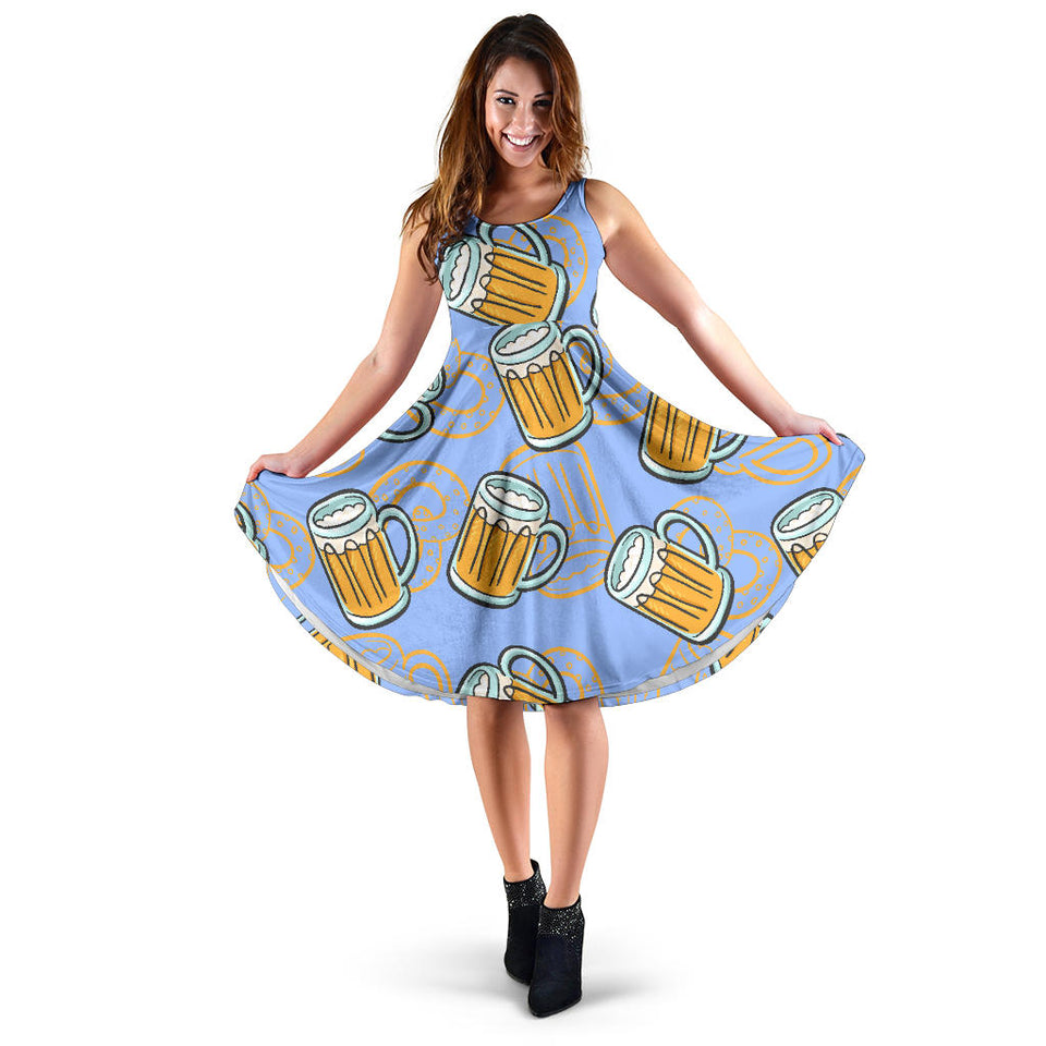 Beer Pattern Sleeveless Midi Dress