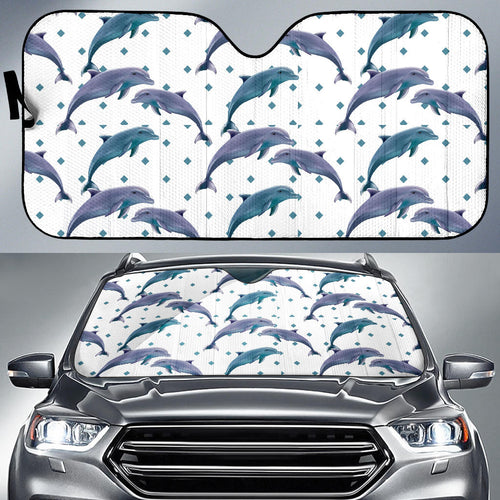 Dolphins Pattern Dotted Background Car Sun Shade