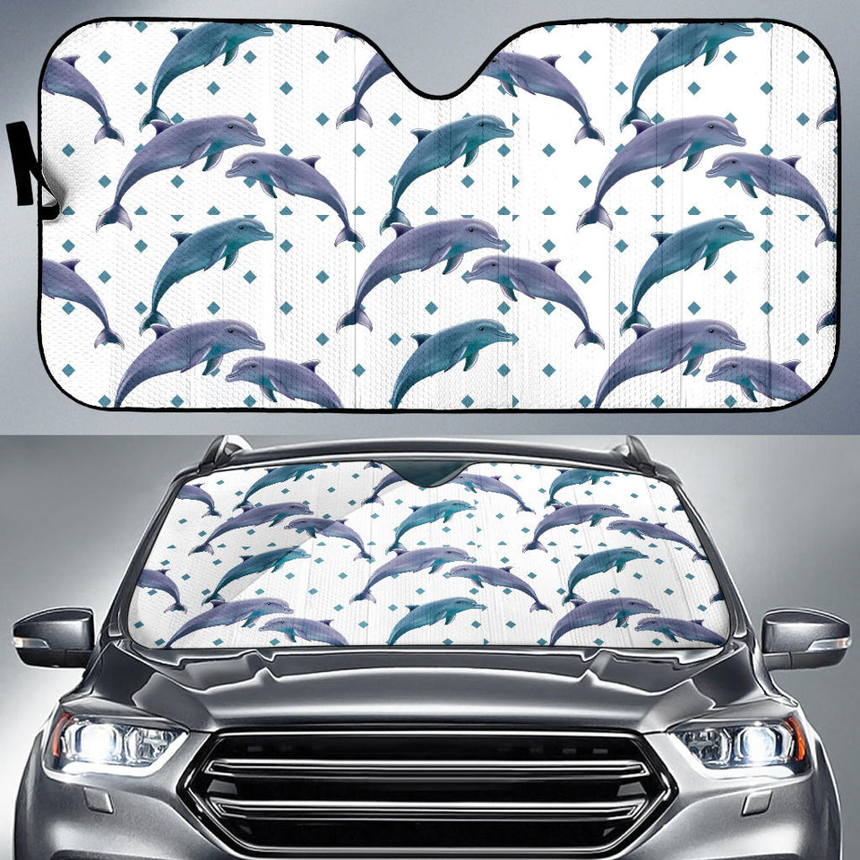 Dolphins Pattern Dotted Background Car Sun Shade