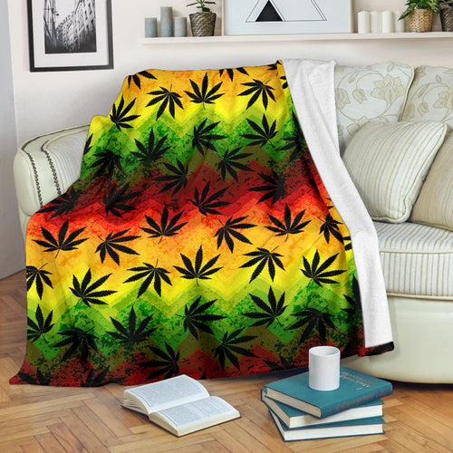Canabis Marijuana Weed Pattern Print Design 03 Premium Blanket