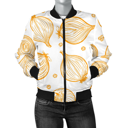 Hand Drawn Onion Pattern Women'S Bomber Jacket