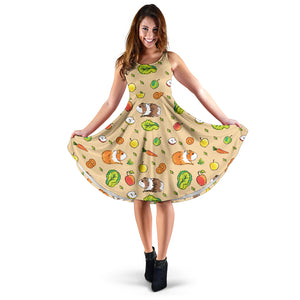Guinea Pig Pattern Print Design 05 Sleeveless Midi Dress