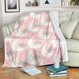Cute Moon Cloud Star Pattern Pink Dot Background Premium Blanket