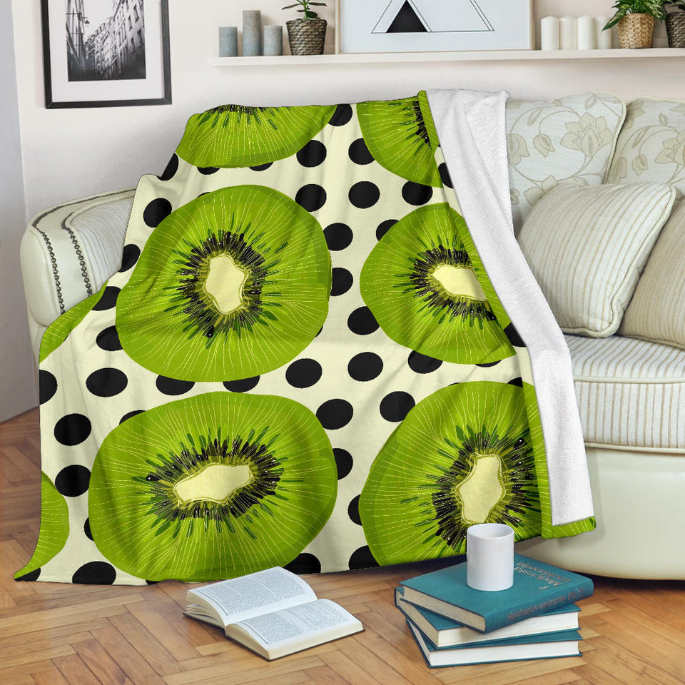 Kiwi Black Dot Background Premium Blanket