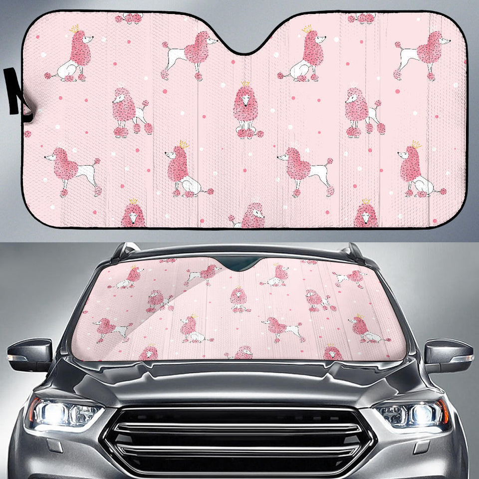 Poodle Dog Pink Color Theme Car Sun Shade