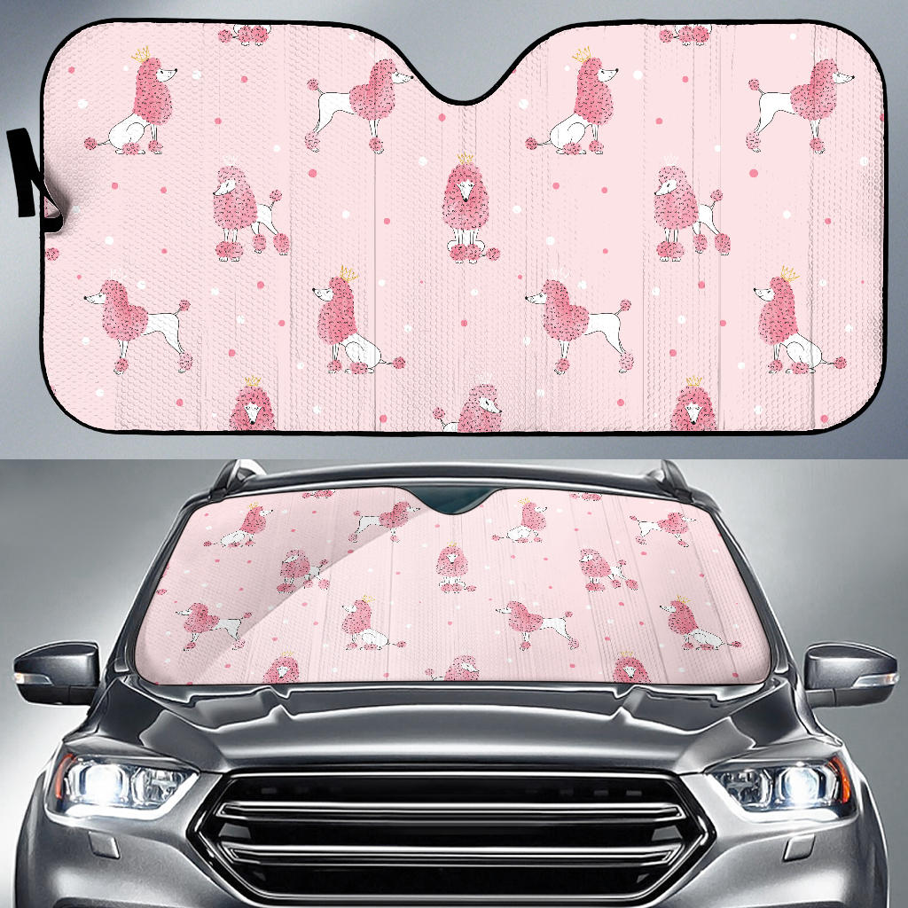 Poodle Dog Pink Color Theme Car Sun Shade