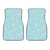 Snowflake Pattern Blue Stripe Background Front Car Mats