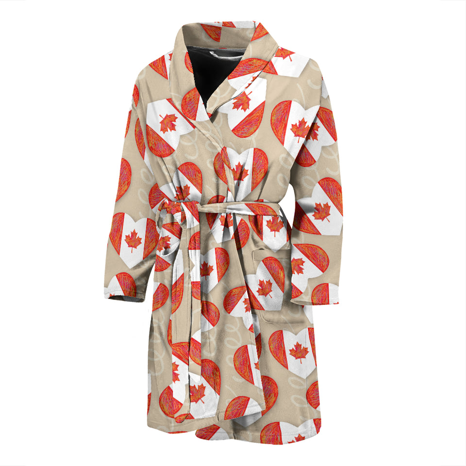 Canada Pattern Print Design 01 Men's Bathrobe