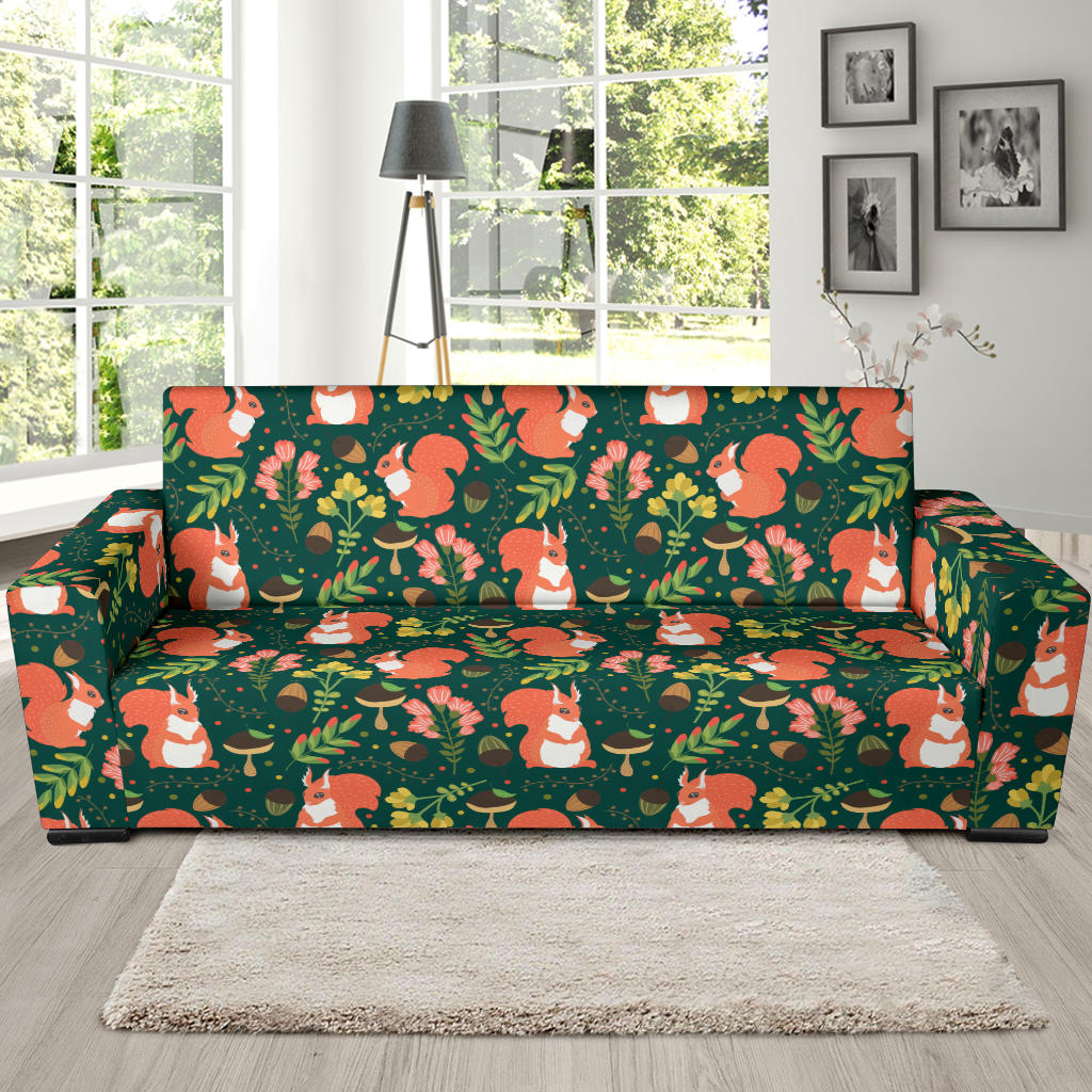 Squirrel Pattern Print Design 03  Sofa Slipcover