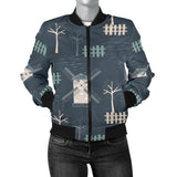 Windmill Tree Pattern Women'S Bomber Jacket