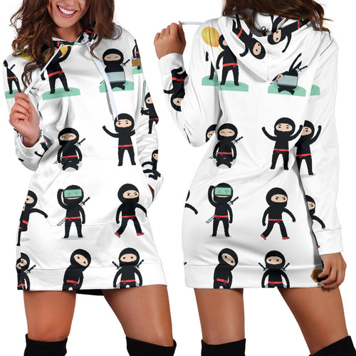 Cute Ninja Katana Sword Pattern Women'S Hoodie Dress