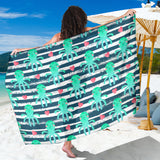 Cute Octopuses Heart Striped Background Sarong