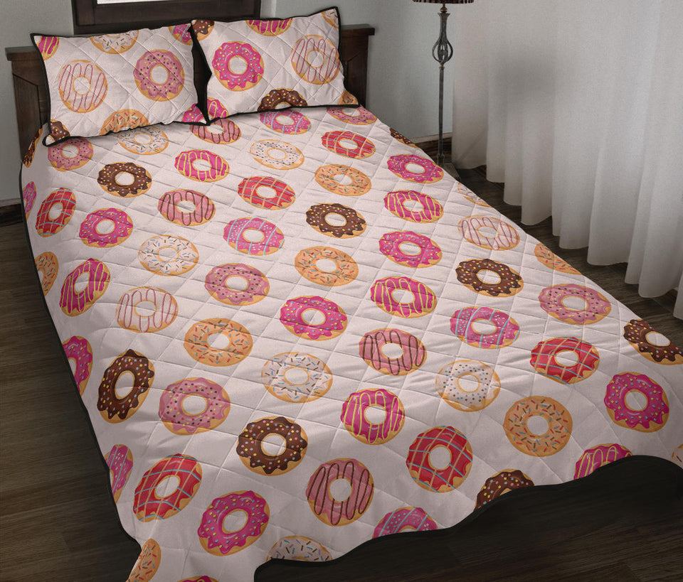 Colorful donut pattern Quilt Bed Set