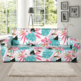 Toucan Tropical Flower Leave Pattern Sofa Slipcover