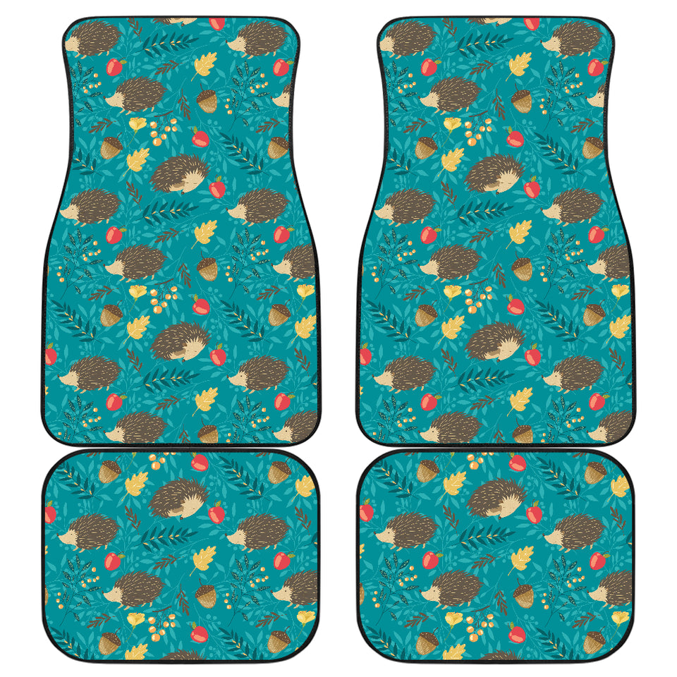 Hedgehog Pattern Print Design 01 Front and Back Car Mats