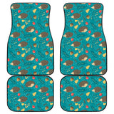 Hedgehog Pattern Print Design 01 Front and Back Car Mats