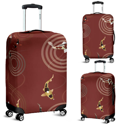 Koi Fish Carp Fish Red Background Luggage Covers