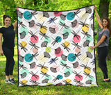 Dragonflies Ginkgo Leaves Pattern Premium Quilt