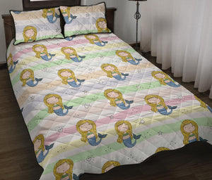Cute hand drawn mermaid Quilt Bed Set