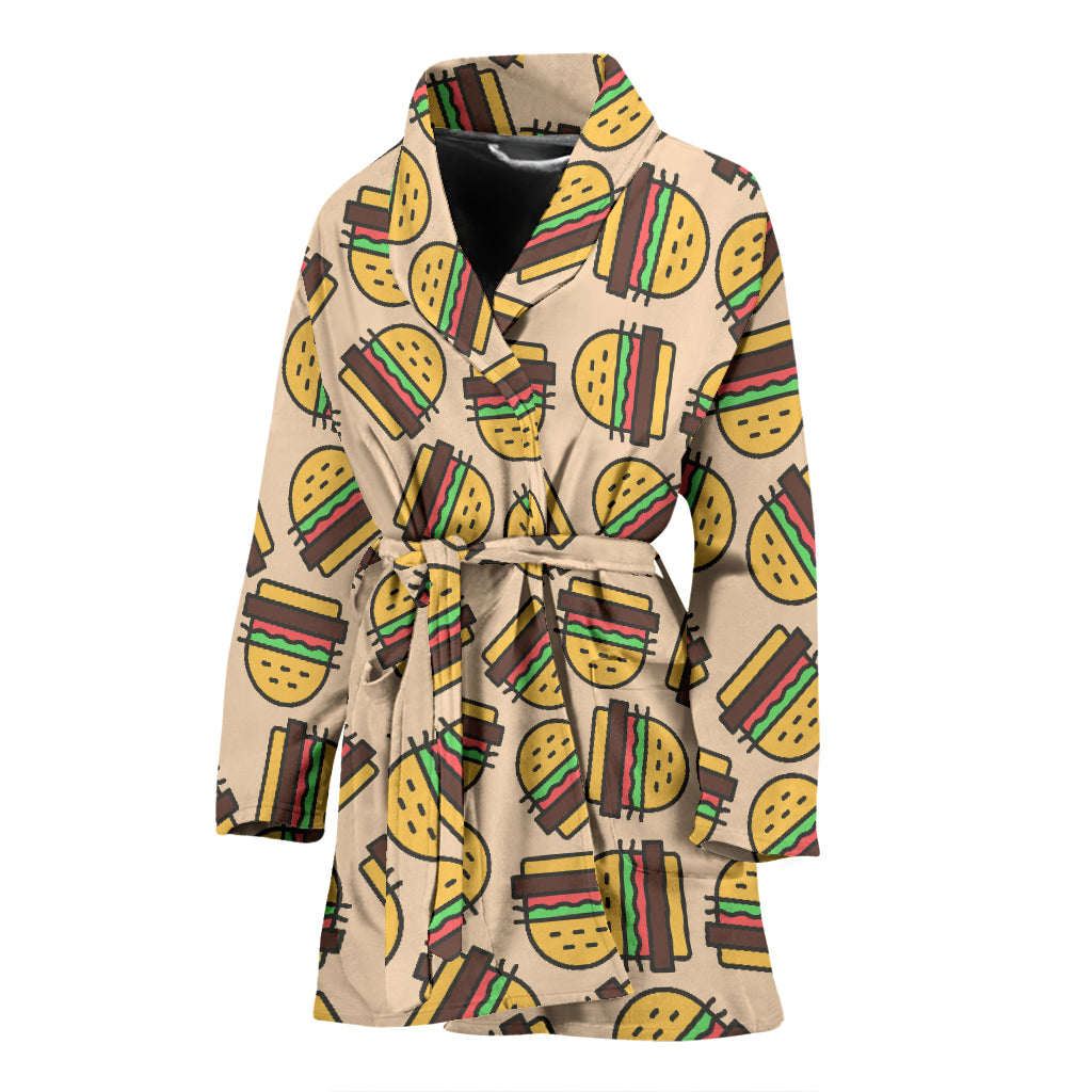 Hamburger Pattern Print Design 01 Women's Bathrobe