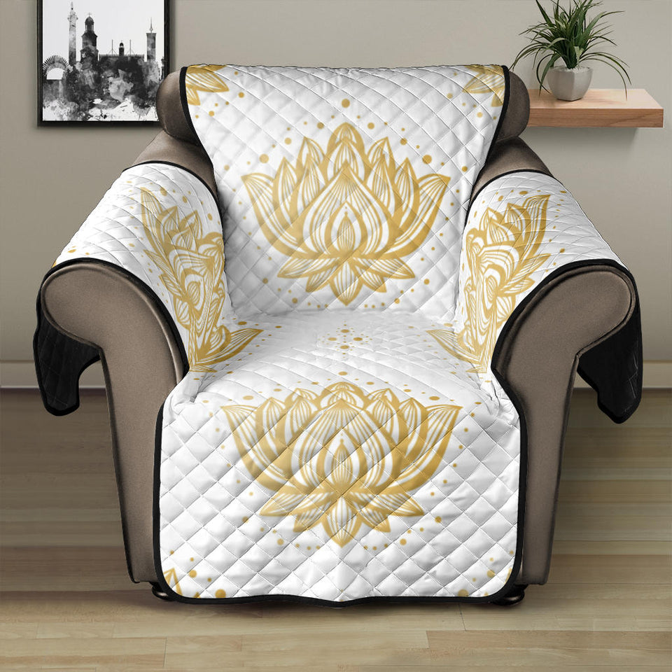 Gold Ornamental lotue waterlily symbol pattern Recliner Cover Protector