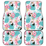 Toucan Tropical Flower Leave Pattern Front And Back Car Mats
