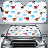 Watercolor Helicopter Cloud Pattern Car Sun Shade