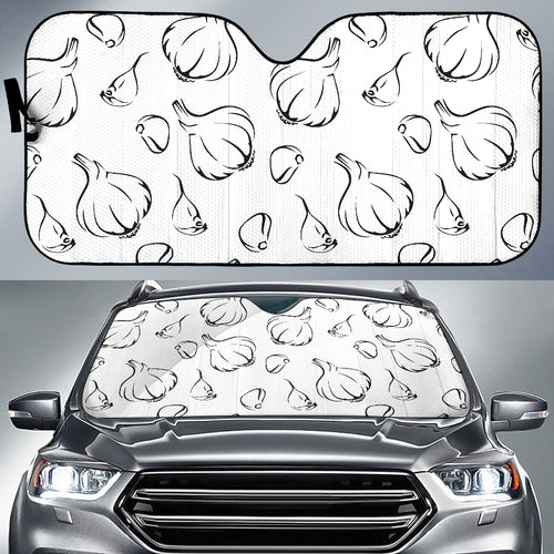 Garlic Pattern Black White Car Sun Shade