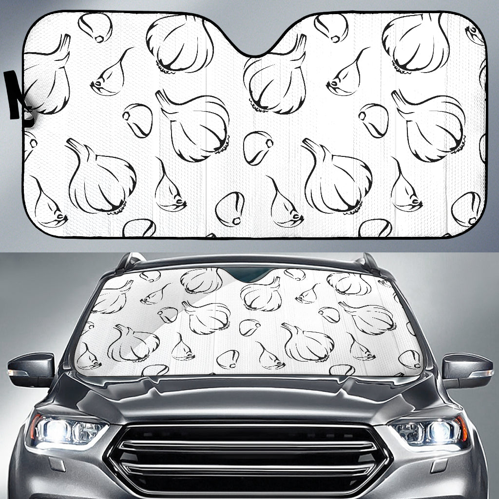 Garlic Pattern Black White Car Sun Shade
