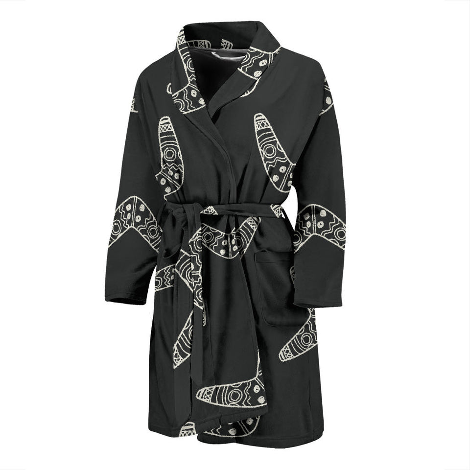 Hand Drawn Boomerang Australian Aboriginal Ornament Men'S Bathrobe