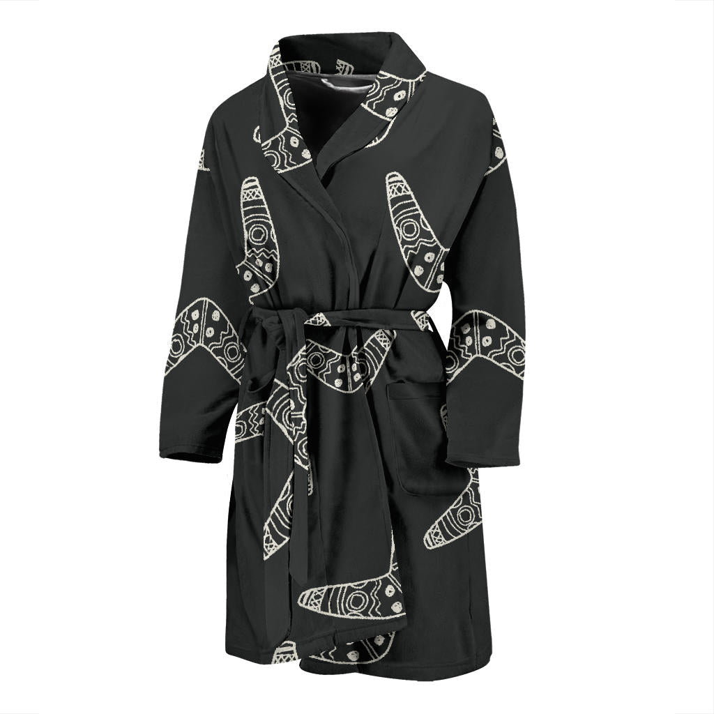 Hand Drawn Boomerang Australian Aboriginal Ornament Men'S Bathrobe
