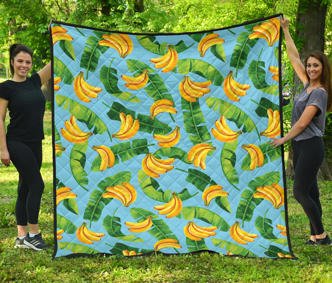 Banana Leaves Banana Design Pattern Premium Quilt