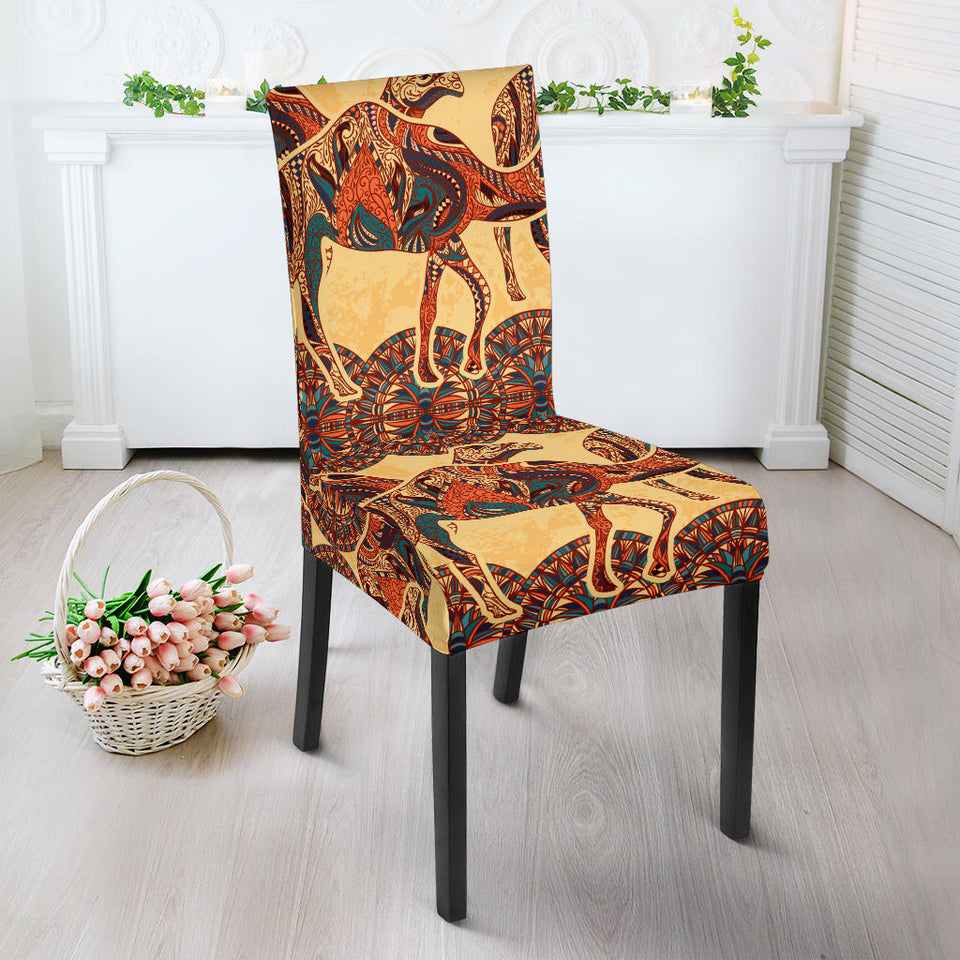 Camel Polynesian Tribal Design Pattern Dining Chair Slipcover