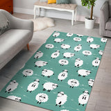 Cute Sheep Green Background Area Rug