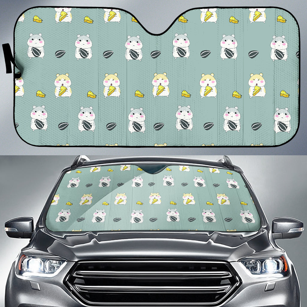 Cute Hamster Cheese Pattern Car Sun Shade