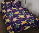 Colorful sea turtle pattern Quilt Bed Set
